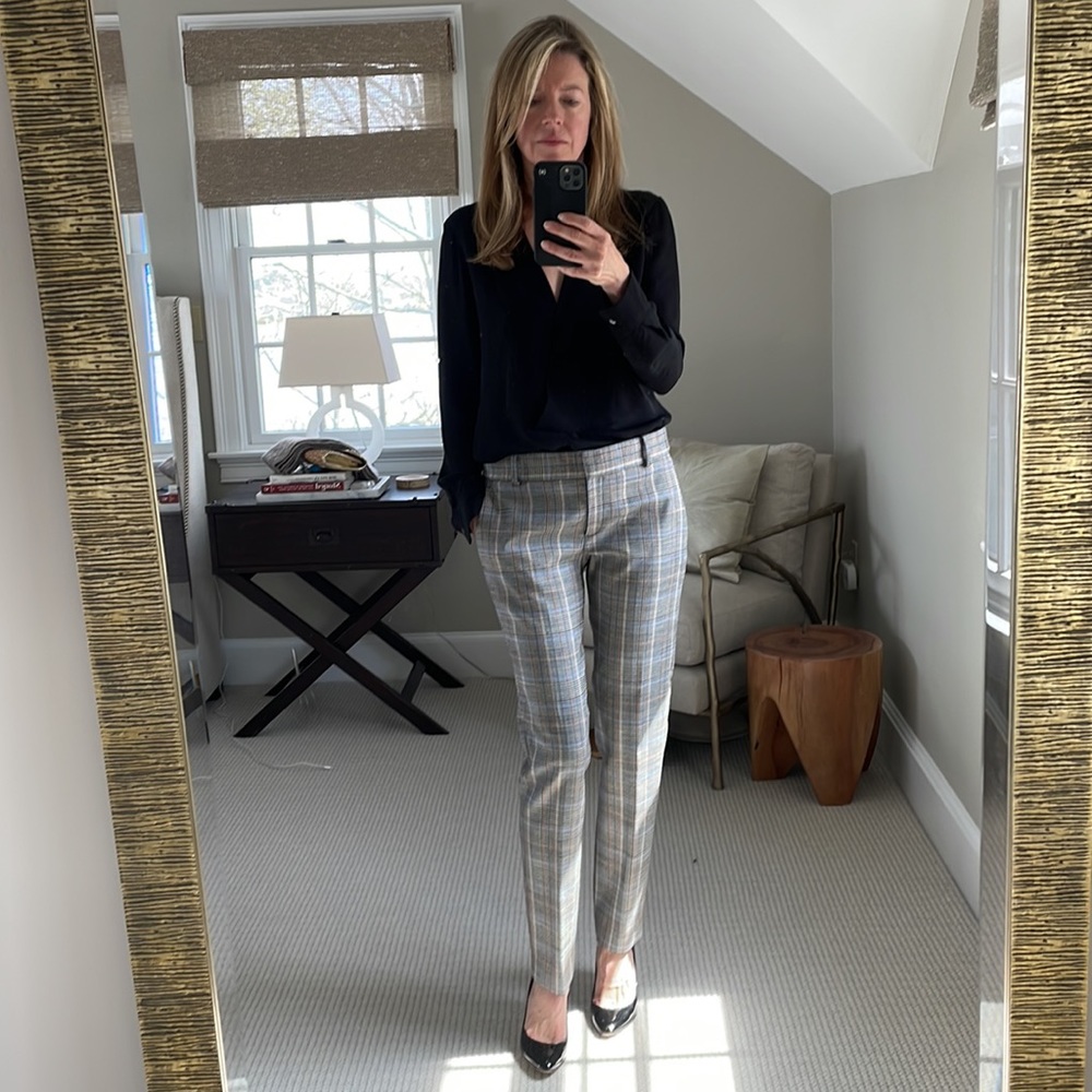 Theory plaid wool trousers